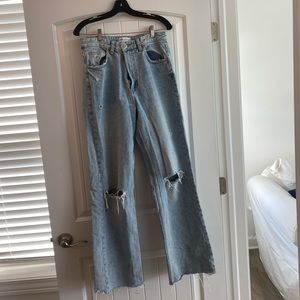 Zara Wide Leg Ripped Jeans